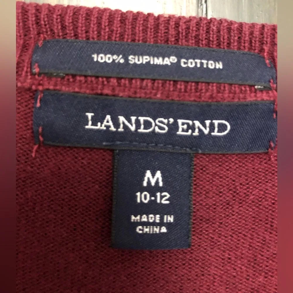 Lands’ End maroon & white long sleeve top size medium - Image 3