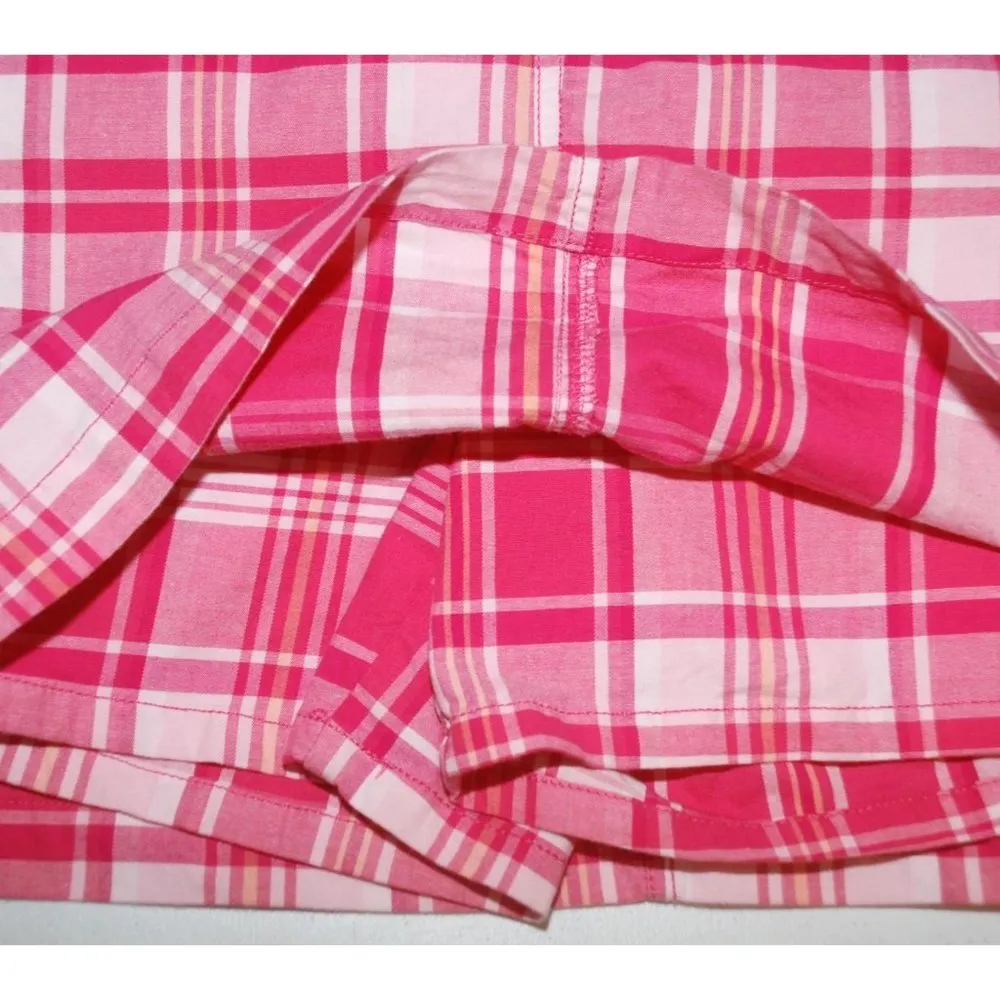 St. John's Bay Ladies Mini Skirt Skort Size 8 Hot Pink White Plaid Stretch - Image 6