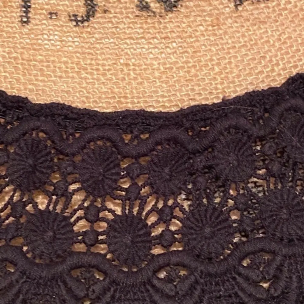 2 for $10 Women’s Studio 3/4 Sleeve Solid Gauze Top with Crochet Neck Black Size L - Image 2