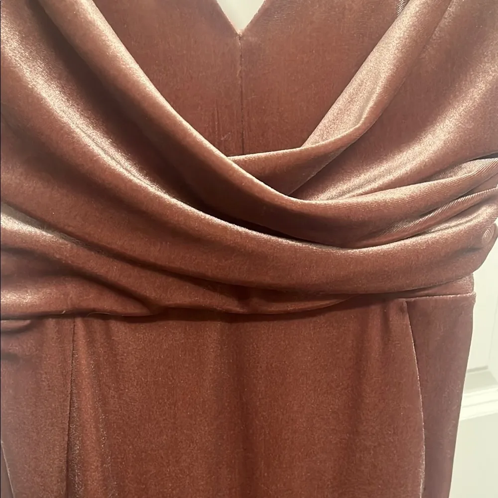 ASOS Strappy Maxi Dress Dusty Rose Pink Stretch Bias Ruffle Size 8 - Image 6