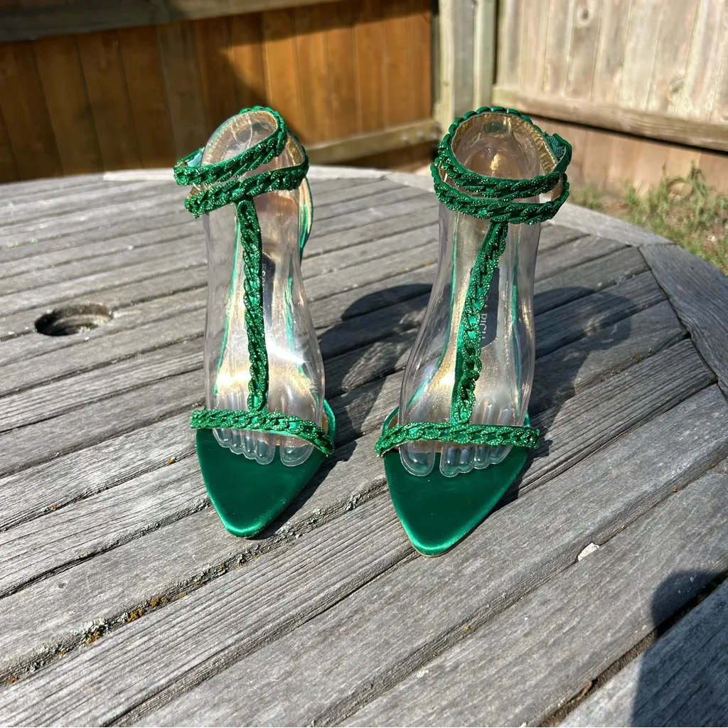 Jessica Rich‎ Green Gold Luxe Embellished Chain T - Image 2