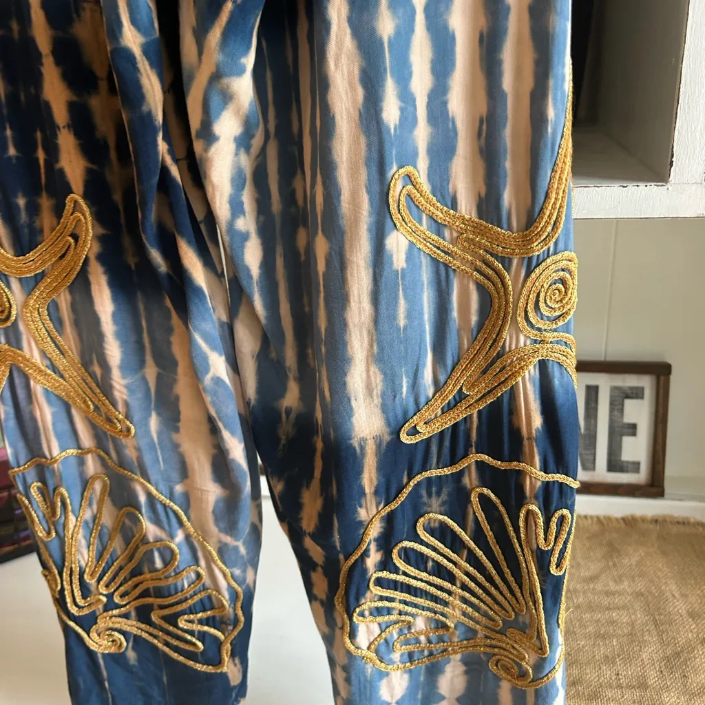 Chasing unicorns under the sea appliqué embroidered pants Blue Size XS - Image 10