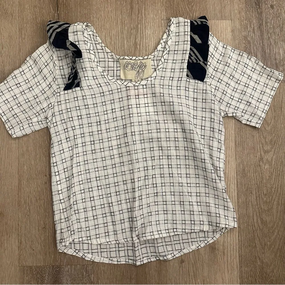 Ace & Jig Anthropologie white and black plaid blouse size small - Image 5