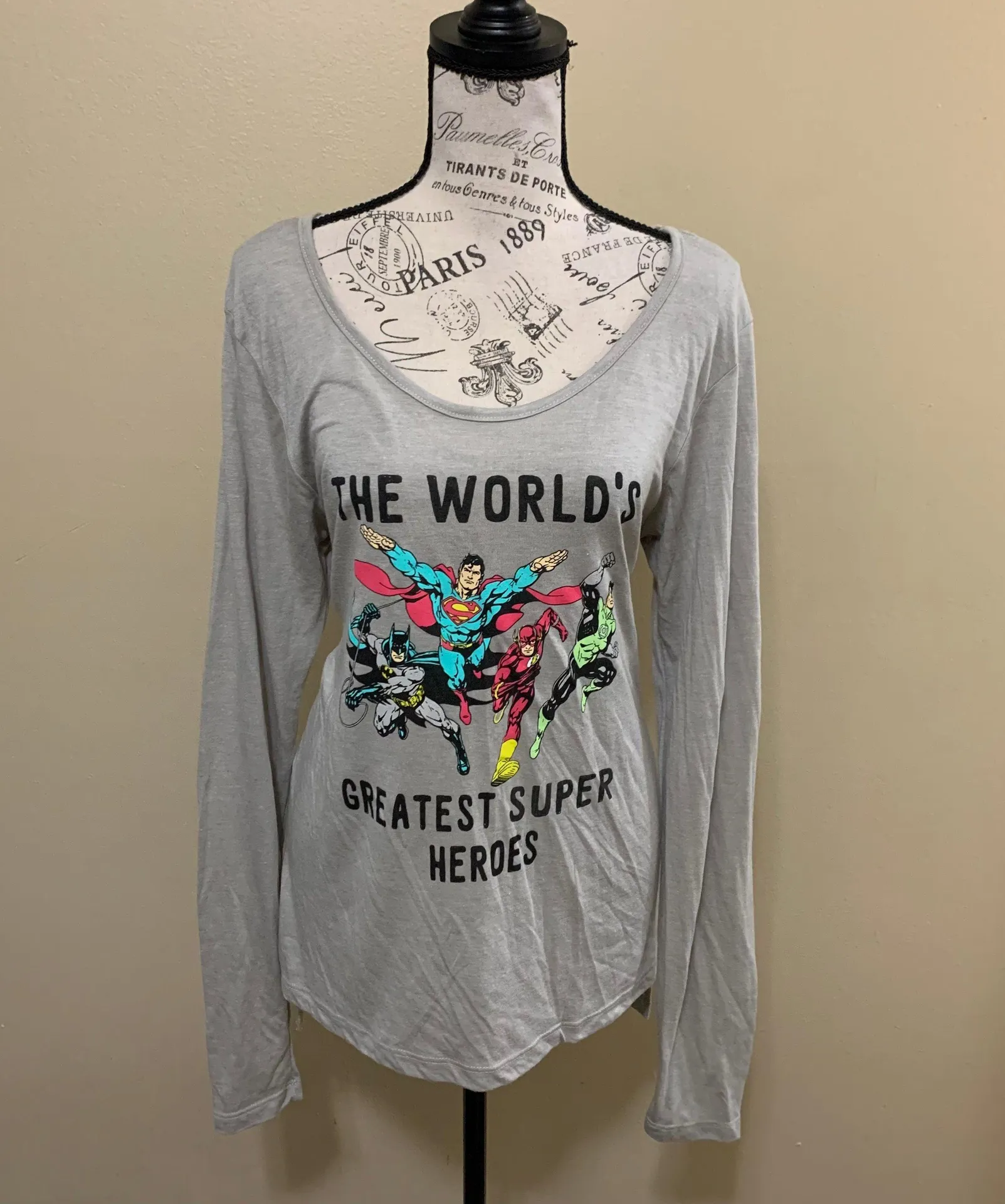 Justice League Gray Long Sleeve Graphic Top - Image 2