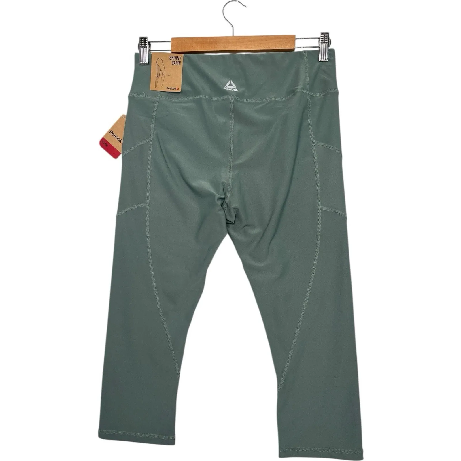 Reebok Leggings Womens Large Green Skinny Capri Training Stretch Athletic Gym - Image 2