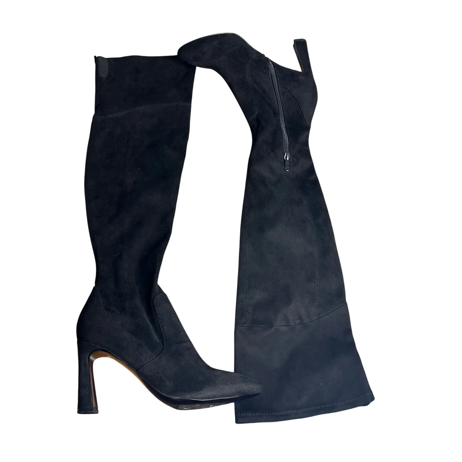 Nine West Sizzle 2 Over The Knee Boot Size 9 Tall Faux Suede Black Heeled NEW - Image 2