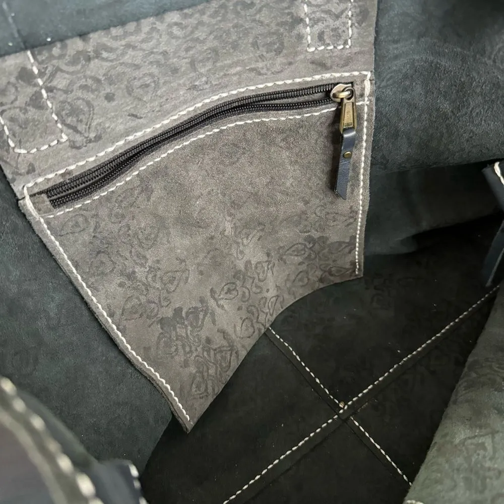 KRIS Designs Handmade Large Navy Leather Tote India - Image 12