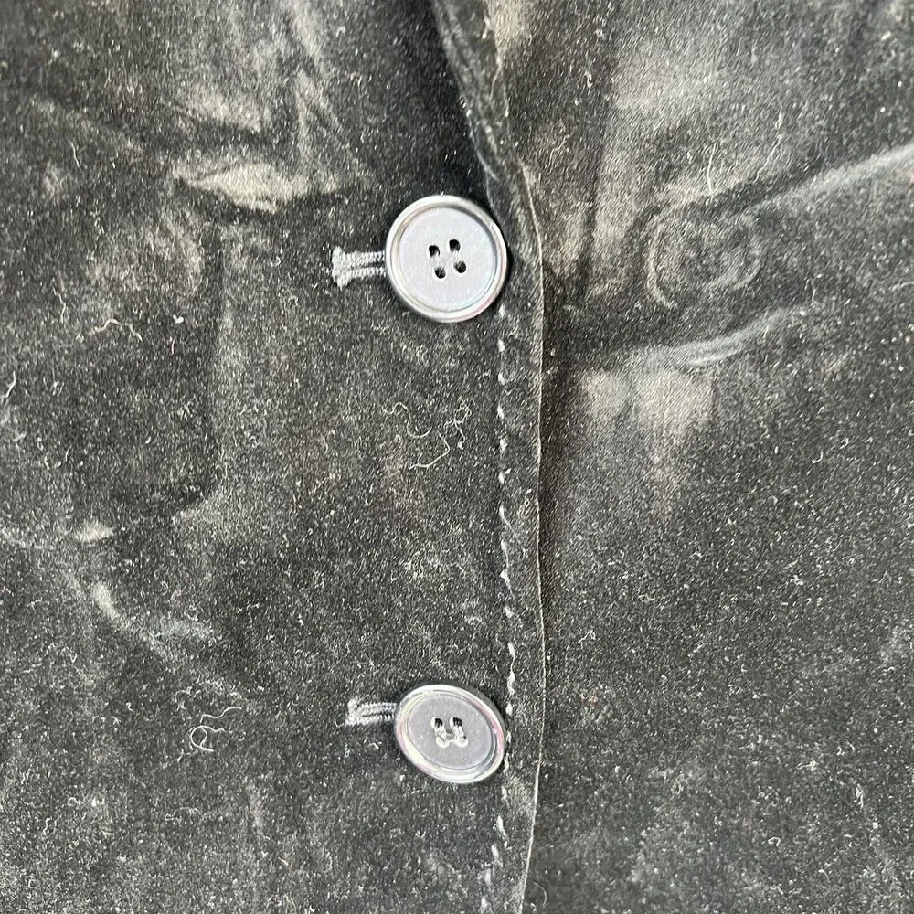 Ann Taylor Size 14 Blazer Jacket Black Velvet Long Sleeve Button Front Women's - Image 4