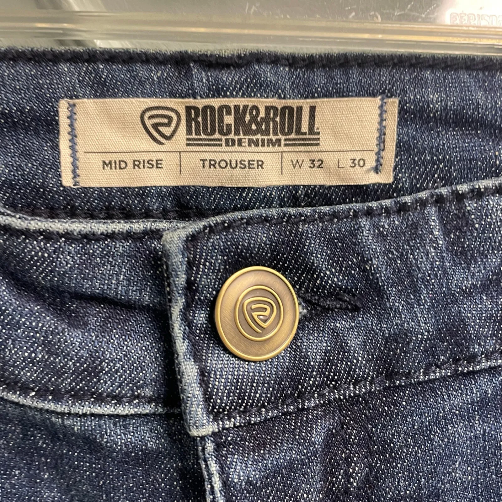 Rock & Roll Denim Cowgirl Leather Patch Trouser Jeans Size 32 Western Country Blue - Image 4