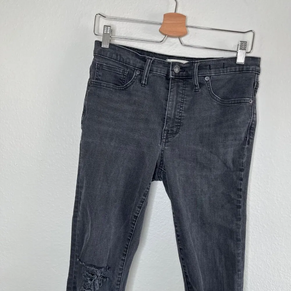 Madewell 9" High-Rise Skinny Black Distressed Cropped Jeans Womens Size 29 - Image 3