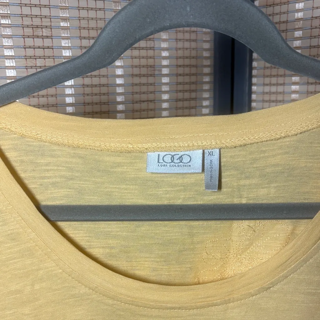 LoGo by Lori Goldstein Yellow Tunic w/ Embroidered and Beaded Embellishments - Image 2