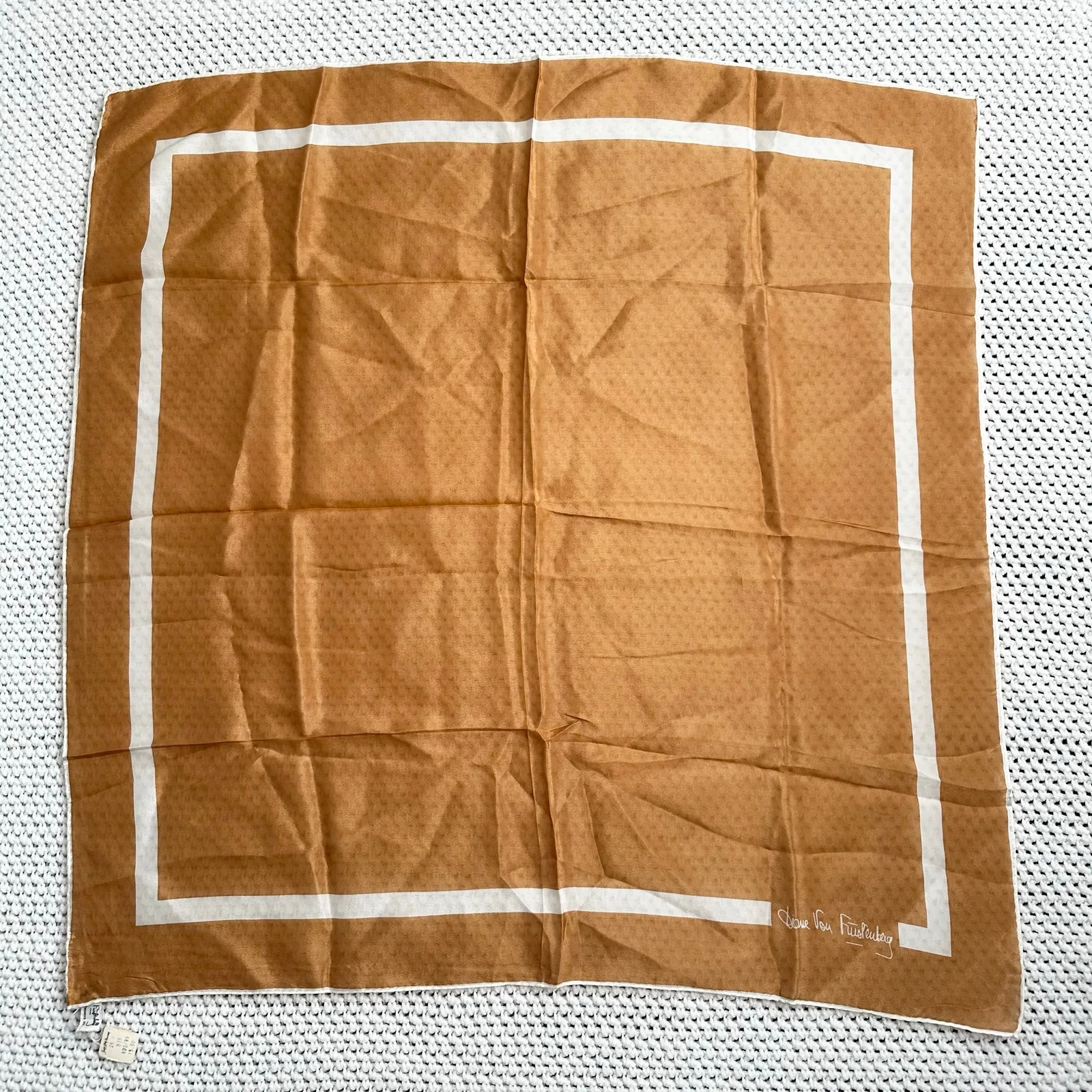 Diane von Furstenberg Baar & Beards Vintage Deadstock Copper Border Square Scarf - Image 3