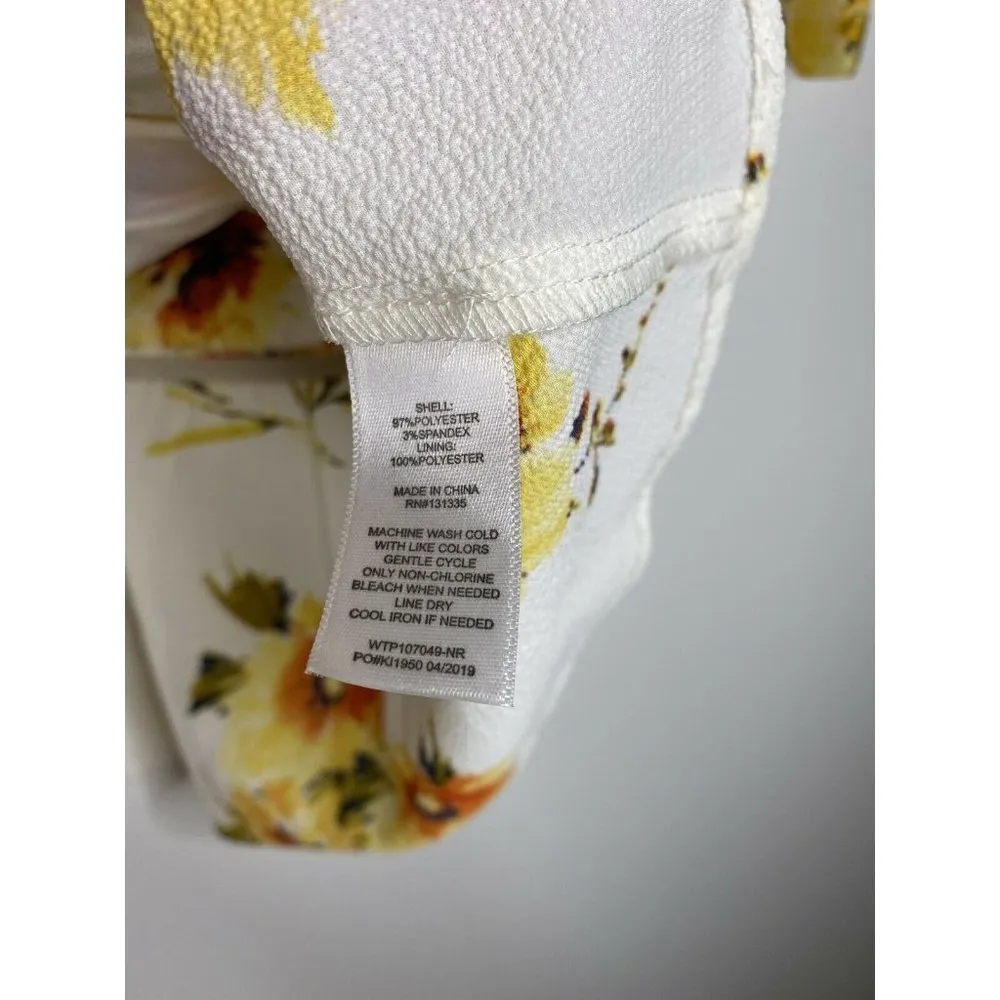 Socialite Blouse Size XS Women's Floral Short Sleeve V Neck Button Peplum Waist - Image 7