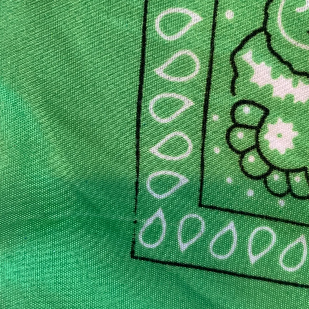 Lime Green Paisley Bandana Scarf with Black and White Pattern - Image 3