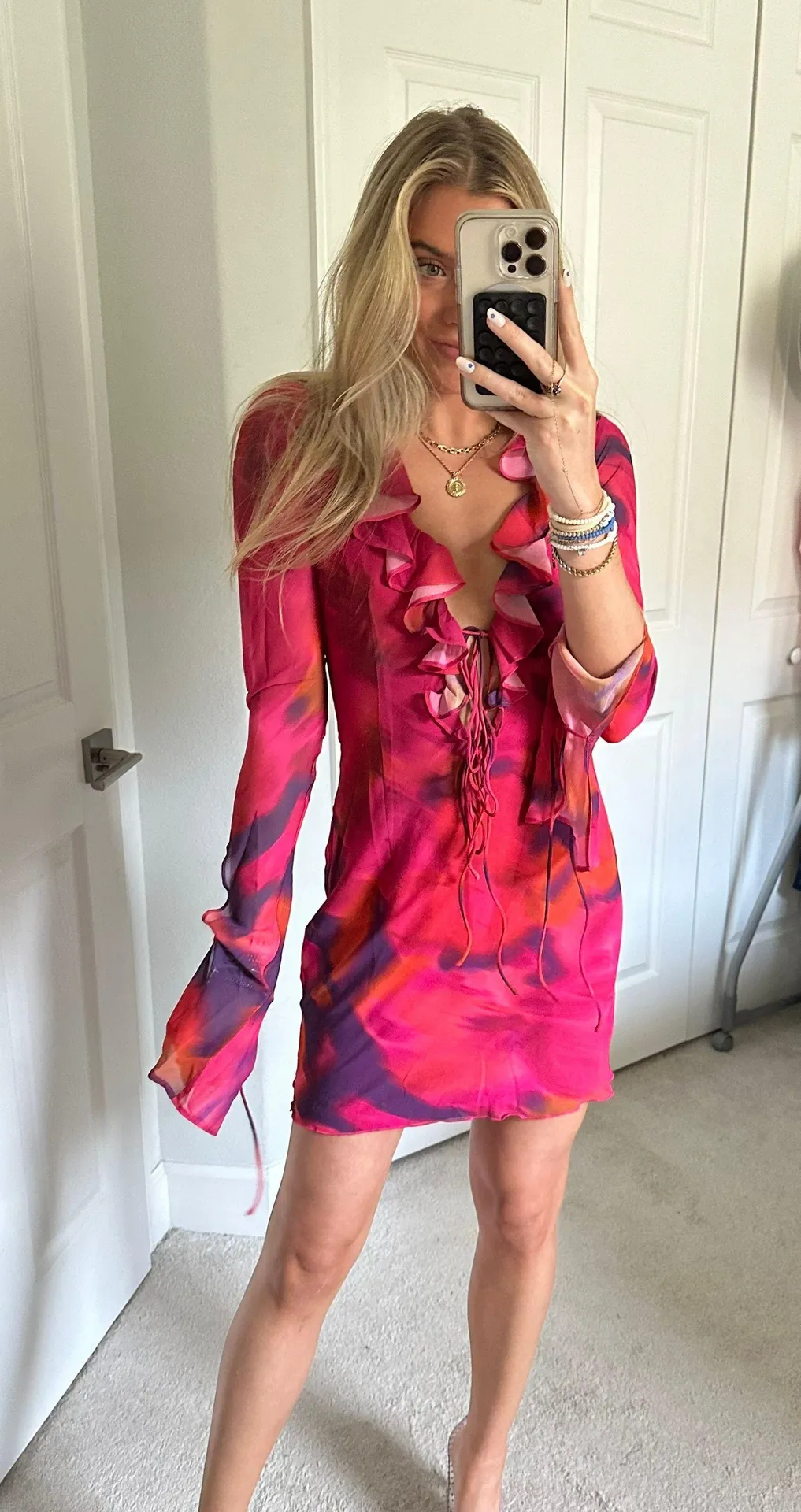 Long Sleeve Ruffle Mini Dress - Image 3