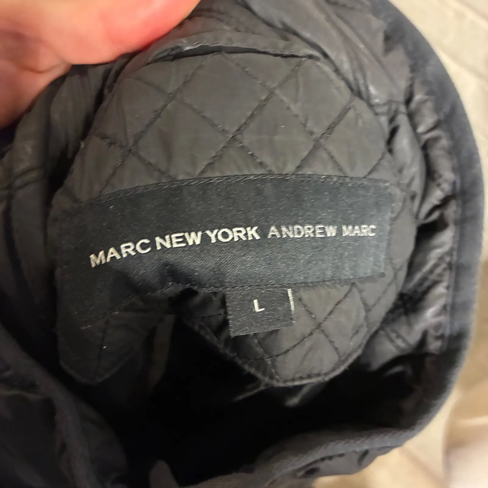 Marc New York Andrew Marc Quilted Chevron Jacket Black Size L Stand Collar Zip - Image 5