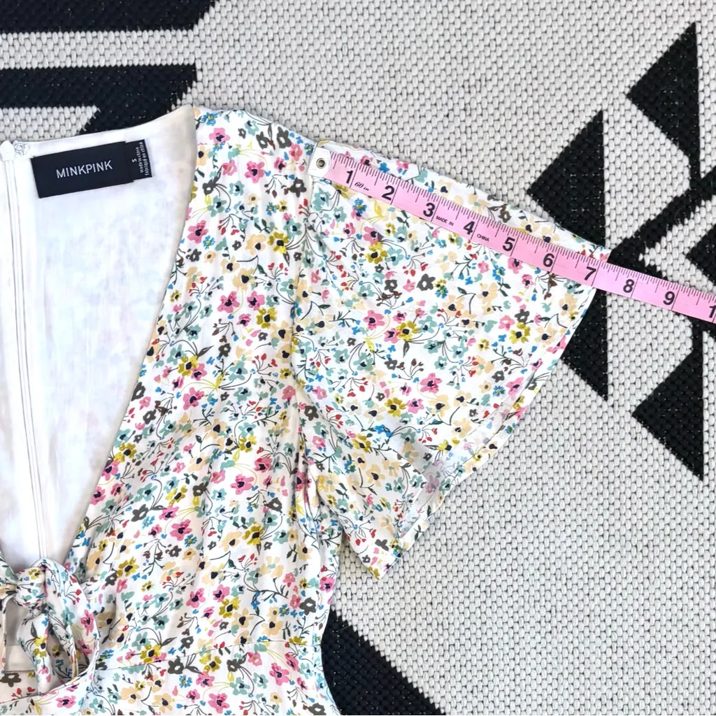 MINKPINK Rainbow Dreams Mini Dress In White Floral Print Small - Image 9