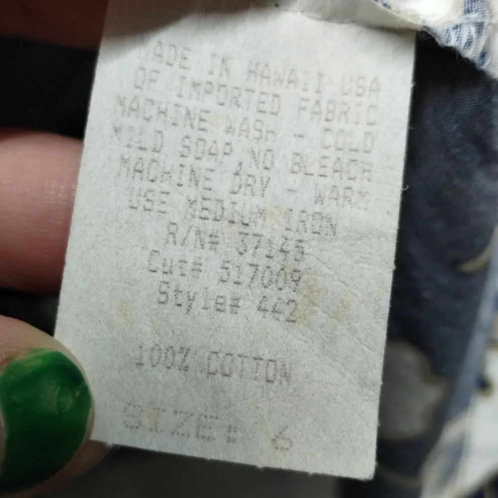 Hilo Hattie Vintage Size 6 Blue Hibiscus Floral Hawaiian Sleeveless Maxi Dress - Image 6