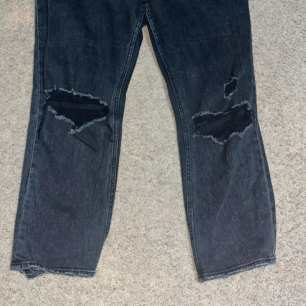 Abercrombie & Fitch Ankle Straight Ultra High Rise Distressed Jeans Black 31 12R - Image 5