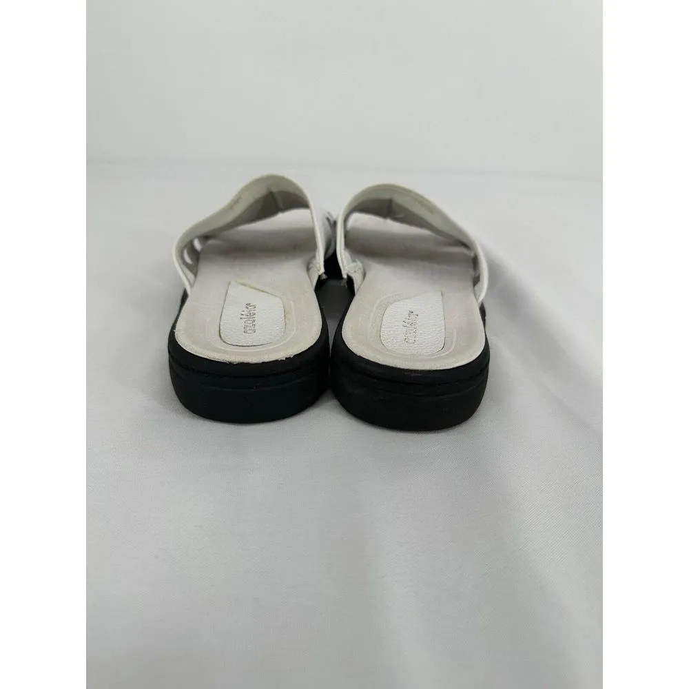 Azaleia Vtg White Leather‎ Slides Sandals Shoes Women's Size 9M Made In Brazil - Image 4