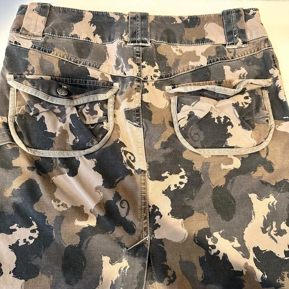 Diesel Khaki Gray Black Camo Camouflage Print Twill Utility Pencil Skirt Size 27 - Image 3