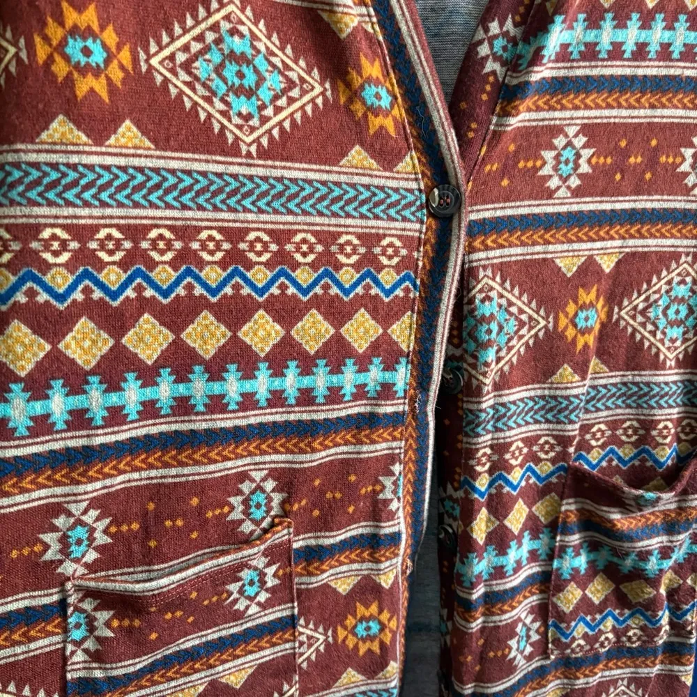 Celeste Multicolor Geometric Knit Cardigan Red Size L - Image 4