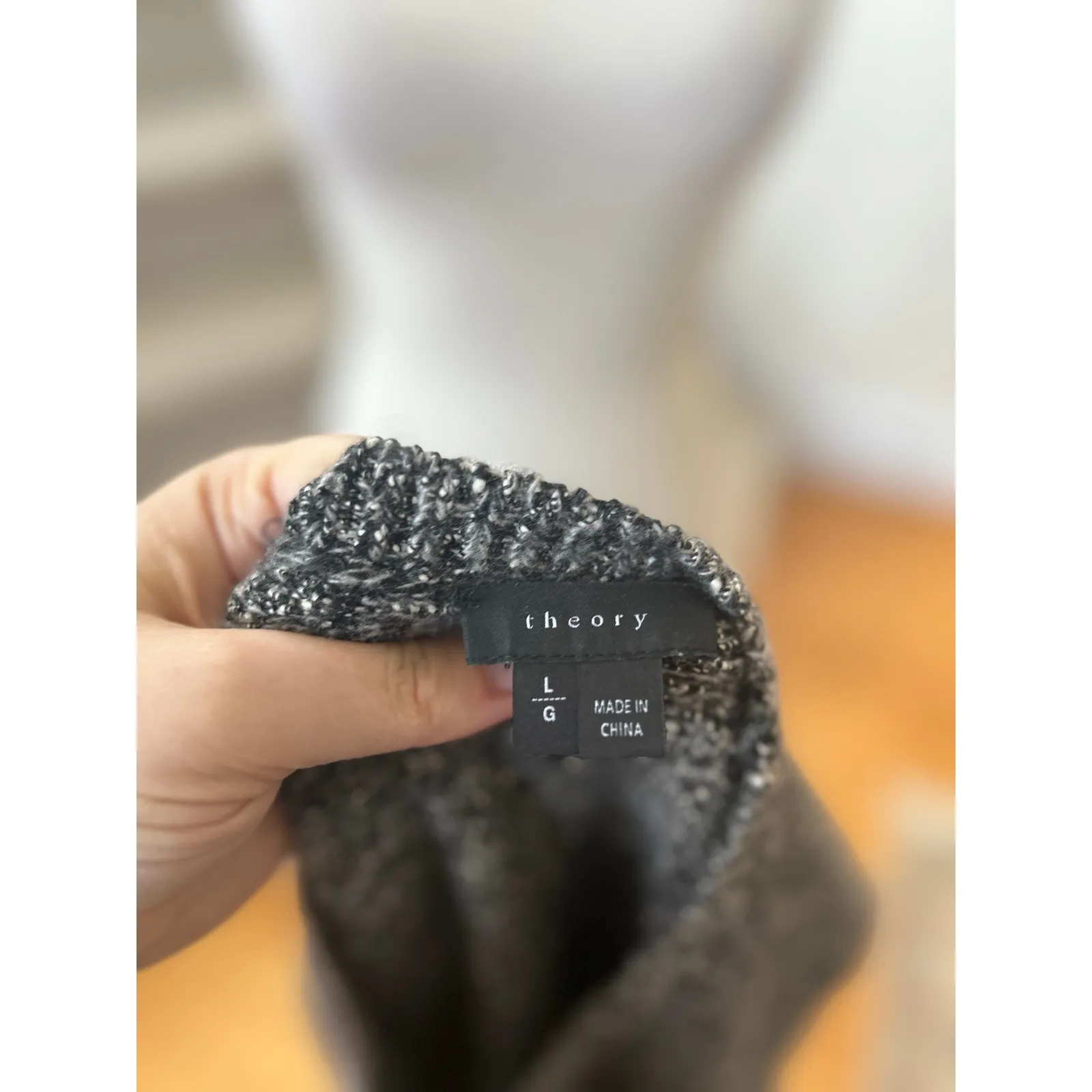 Theory Marled Grey Cotton Wool Crewneck Short Sleeve Knit Sweater Dress - Image 4