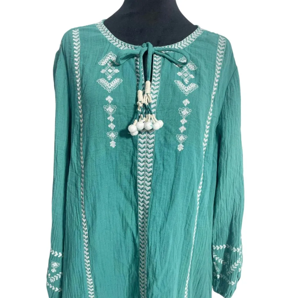 Soft Surroundings Size XL  Jolie Embroidered Dress Long Sleeve Boho Midi - Image 4
