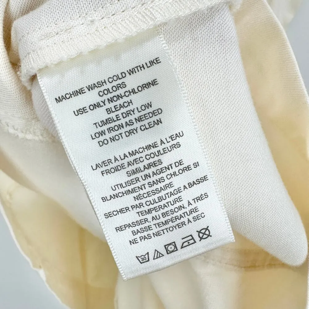 Free People Cheyenne Denim Mini Dress Ivory Puff Sleeve Pockets Coquette Small - Image 11