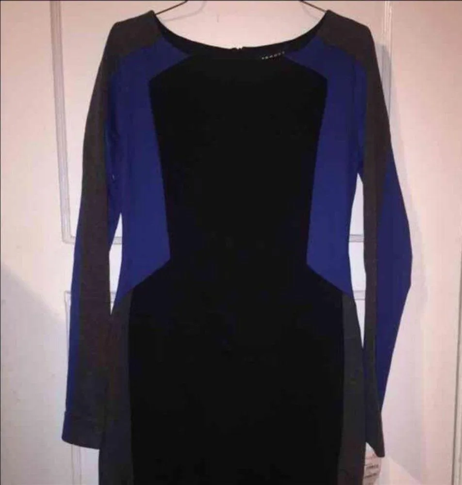 Trouve Colorblock Side Zip Long Sleeve Dress Black - Image 3