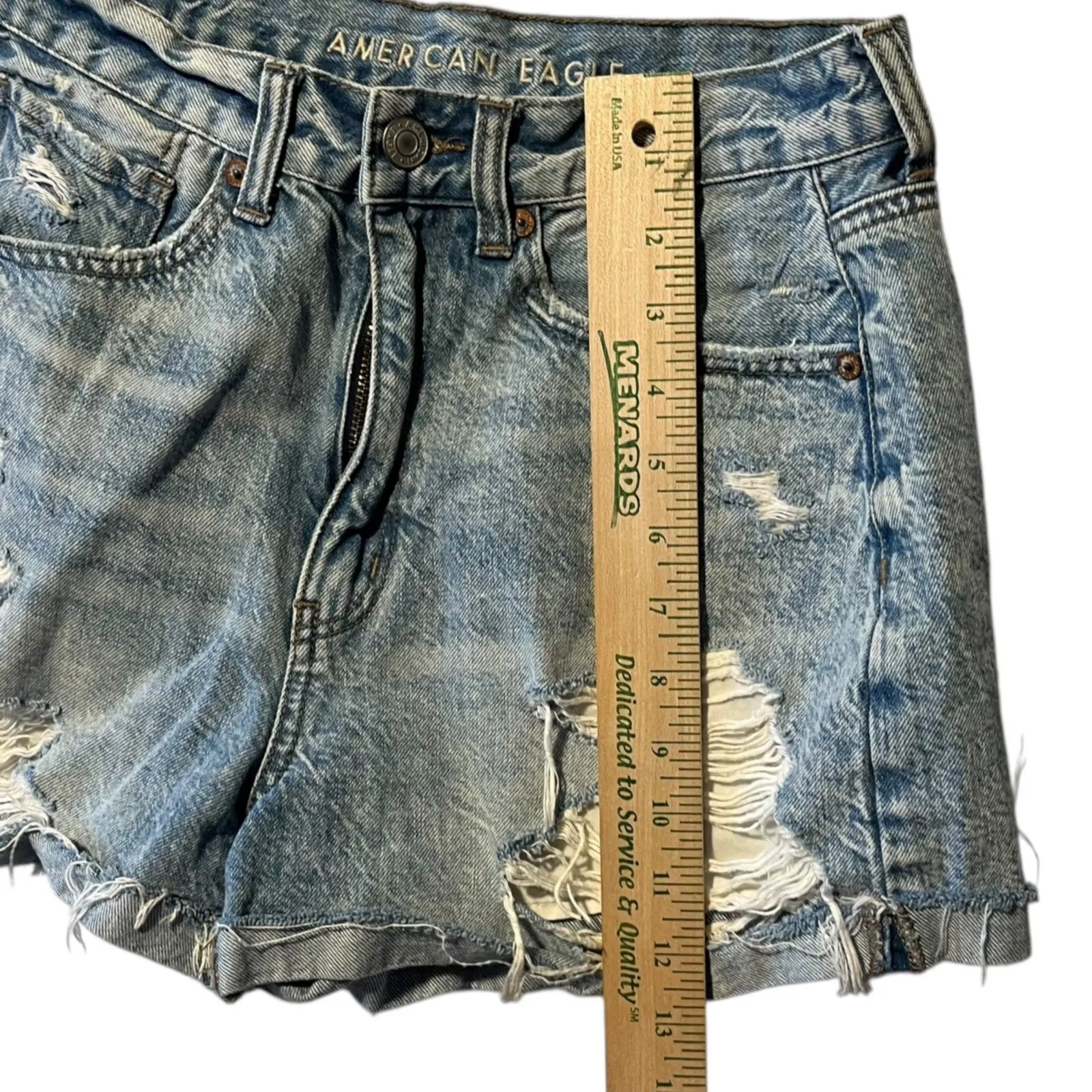 American Eagle Mom Short Women's 6 Denim Jean Distressed Shorts‎ Casual Summer - Image 10