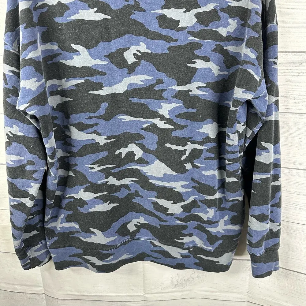Athleta Womens size Medium Blue Camo Studio to Street Pullover Sweatshirt - Image 6
