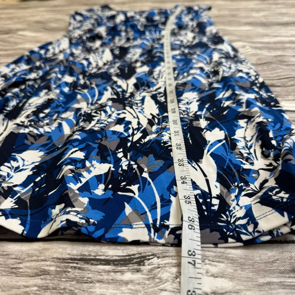 DB Dress Barn Womens Pleated Bodice Dress Blue White S SM Small Abstract Stretch - Image 13