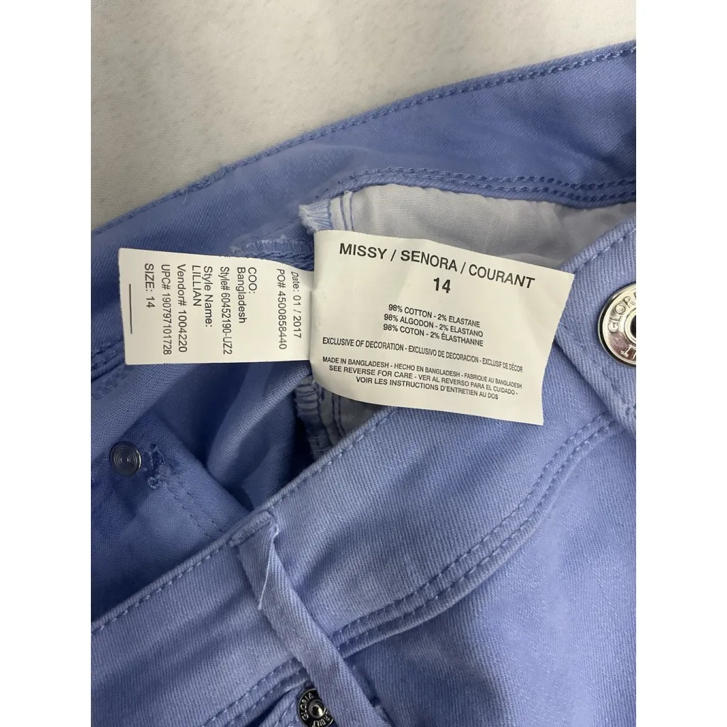 Womans Gloria Vanderbilt Skimmer Pedal Pusher Pants 14 Blue Slimming Cuff - Image 5