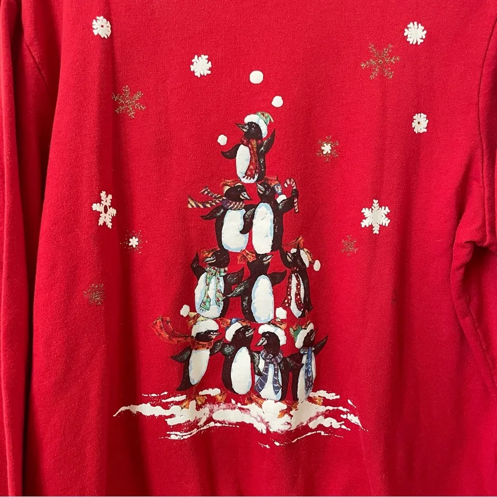 {L} Blair Penguin Tower Pyramid Vintage Grandma Sweatshirt Christmas Winter - Image 7