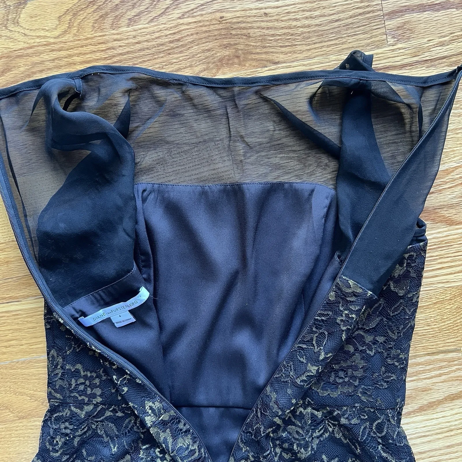 DVF Diane Von Furstenberg‎ Ivory Lace Silk Nisha Mini Dress Size 4 Small/Medium - Image 8