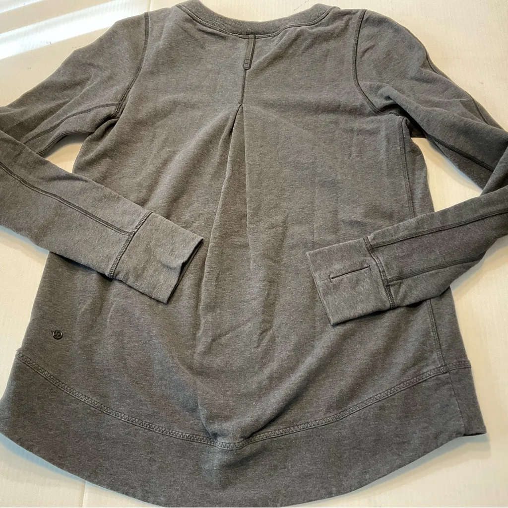 Lululemon Exhalation Pullover Heathered Black Women Sz 2/4 - Image 8