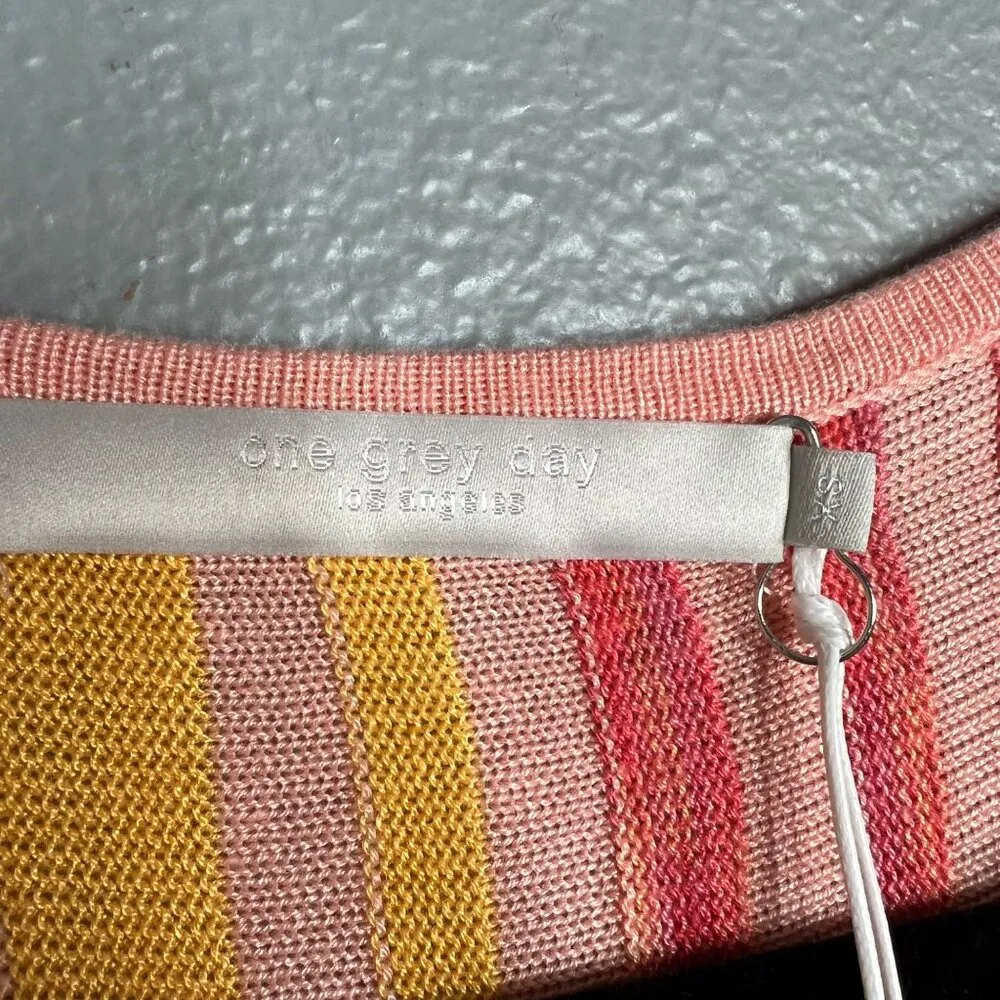 NWT One‎ Grey Day Lightweight Viscose Knit Tank Stripe Pink Yellow XS - Image 3
