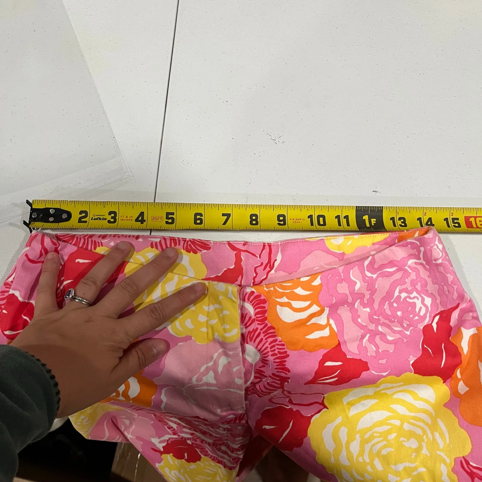 Vintage Lilly Pulitzer White Label Pink Floral Flare Pants Womens Size 4 - Image 6