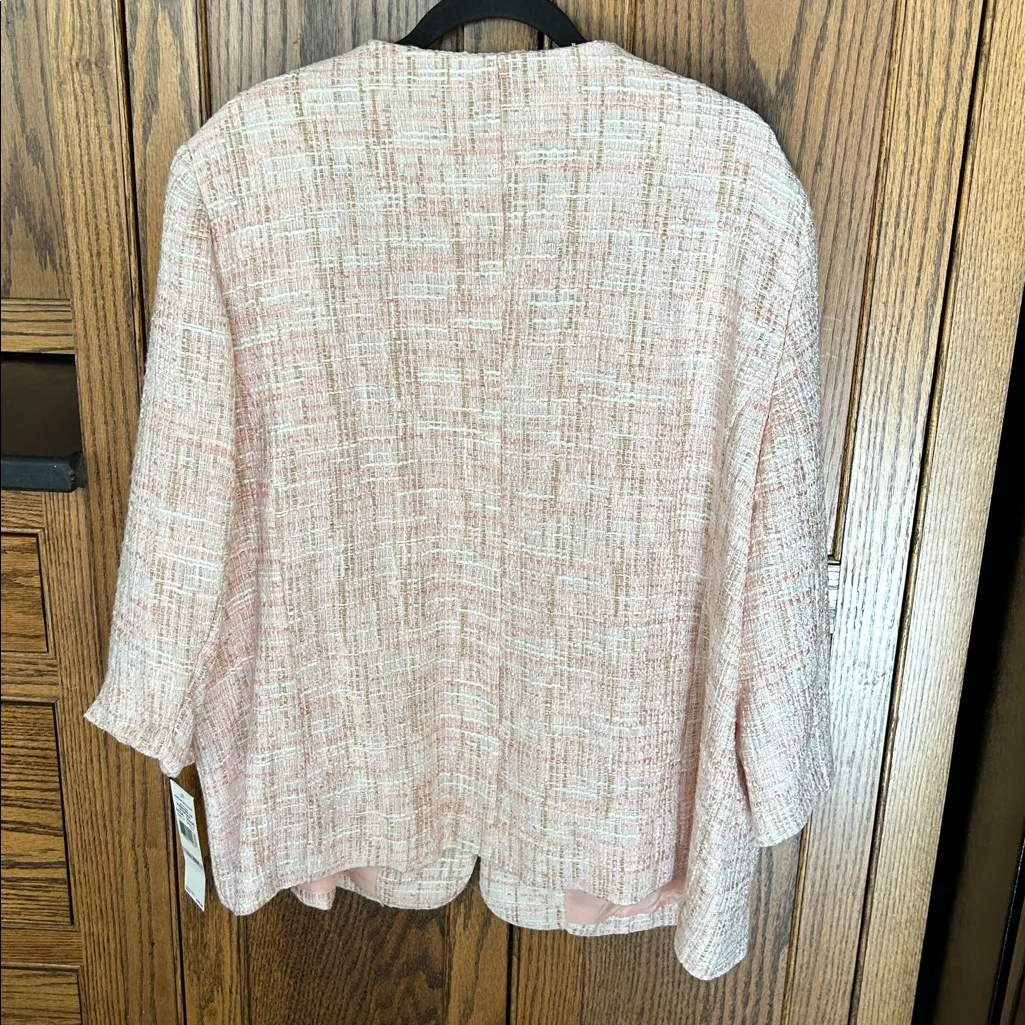NWT Alfred Dunner Romancing the Stone Plaid Tweed Pink Blazer Jacket Coral 22W - Image 7