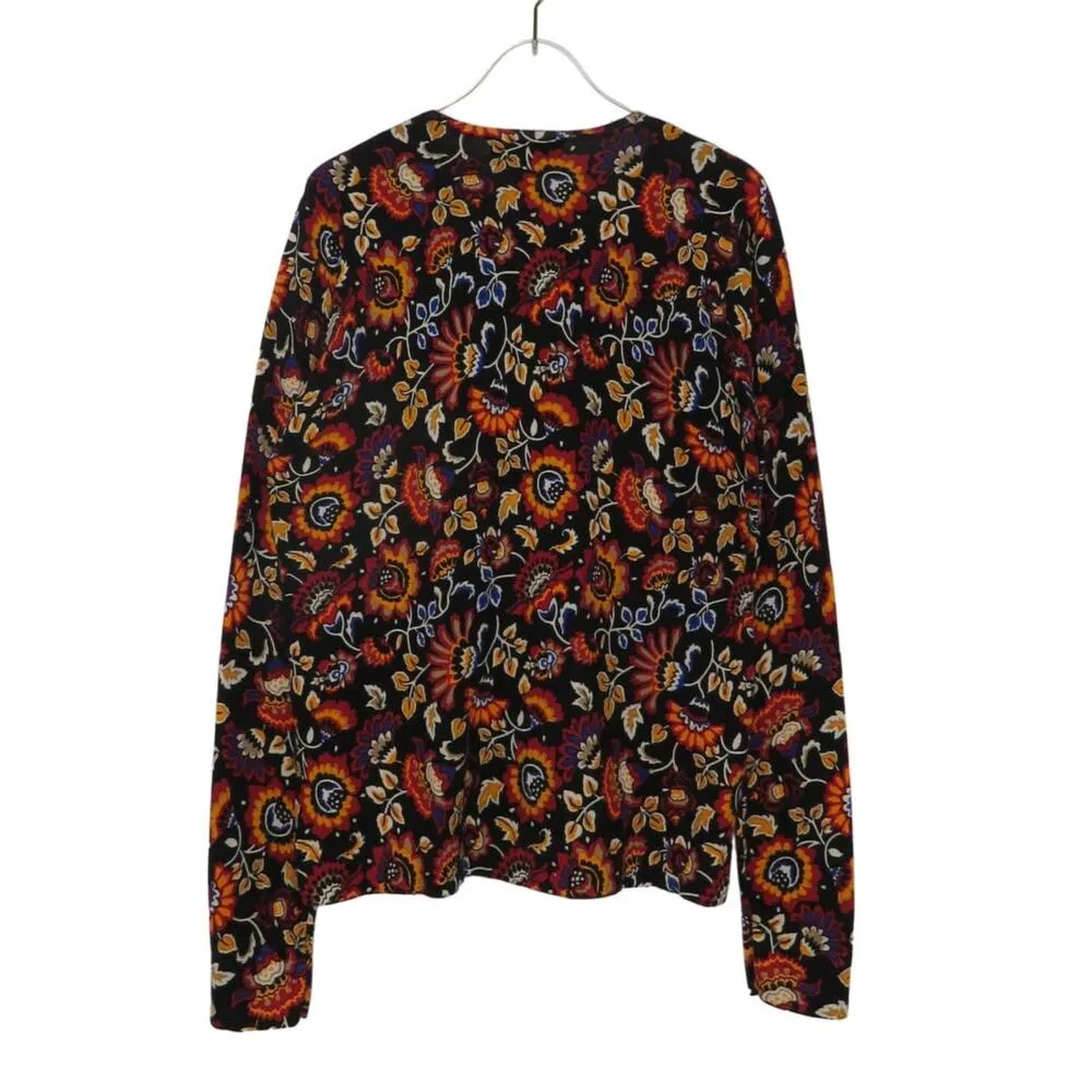August Silk 1990s Vintage Rainbow Floral Cardigan Sweater Medium Boho Hippie - Image 4