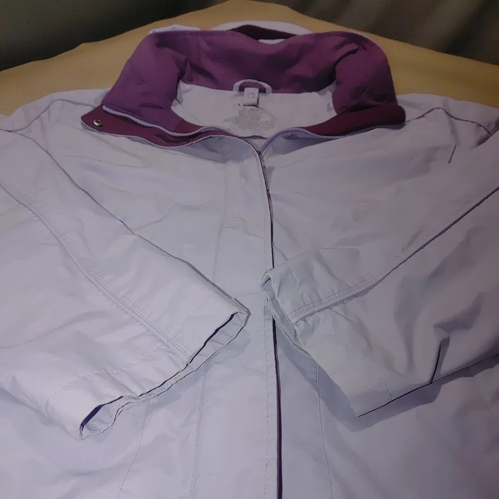 LL Bean Jacket Coat Size XL Lavender Plum Purple Nylon Hooded Windbreaker Shell - Image 3