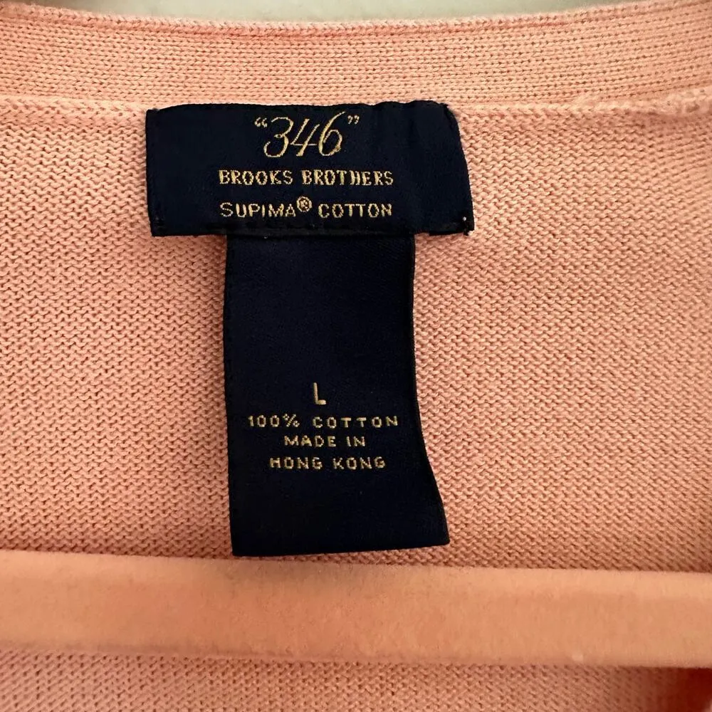 Brooks Brothers Y2K Preppy Classic Blush Pink Supima Cotton Fitted Cardigan L - Image 8
