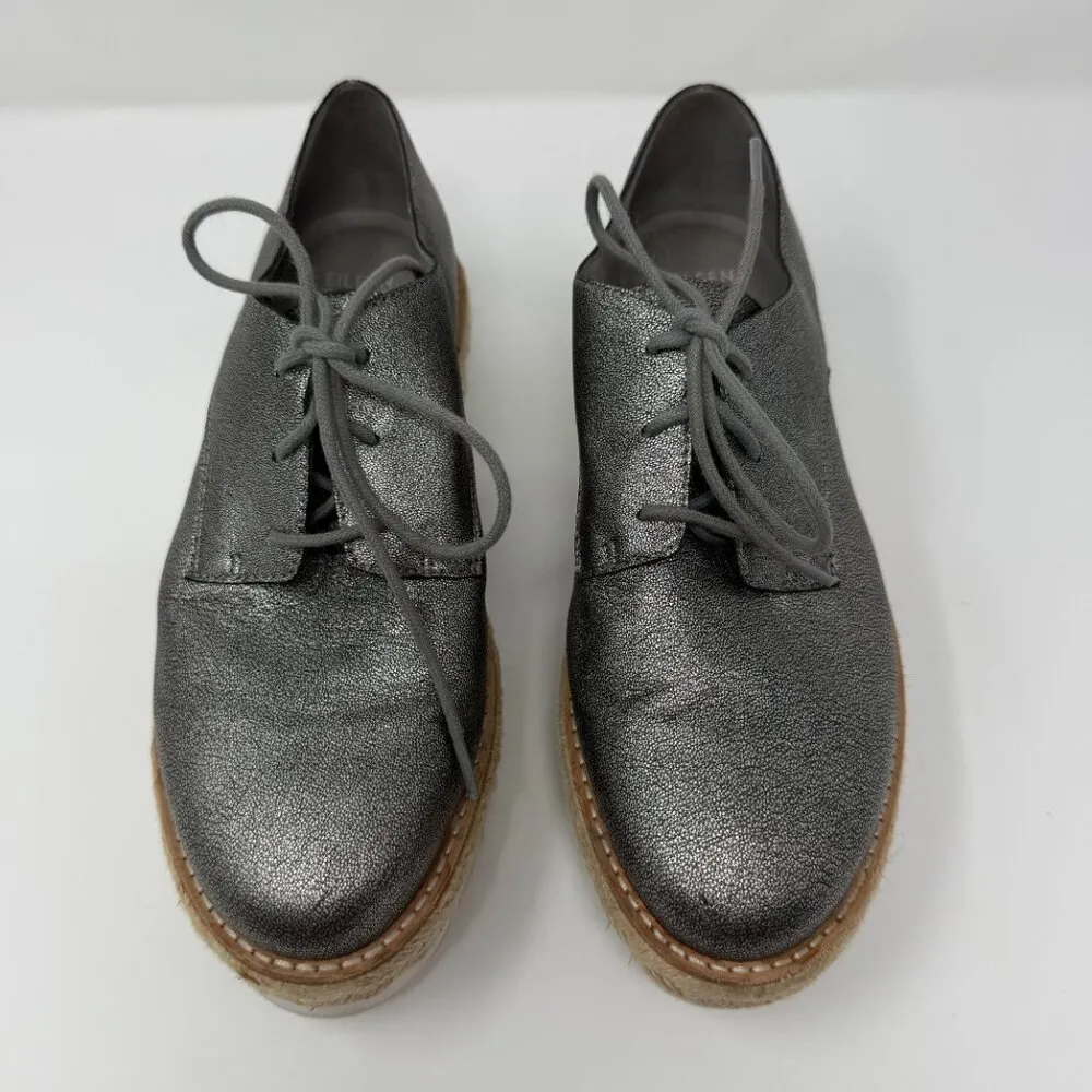 Eileen Fisher Everly Derby Leather Platform Oxford Shoes Womens 7 Silver Lace Up - Image 3