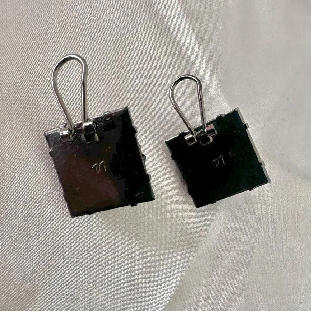 Liz Claiborne black square cluster beaded clip earrings - Image 5