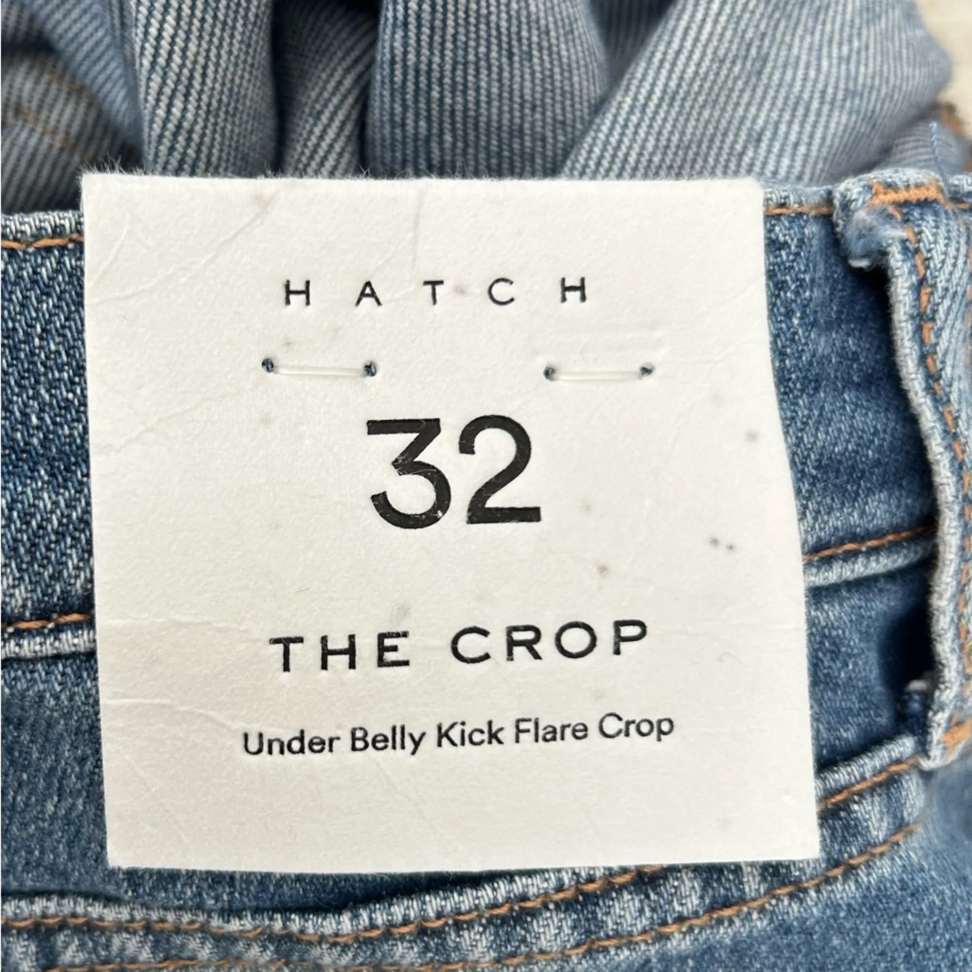 NWT Hatch The Crop Under Belly Kick Flare Cropped Jeans Size 32 Blue - Image 9