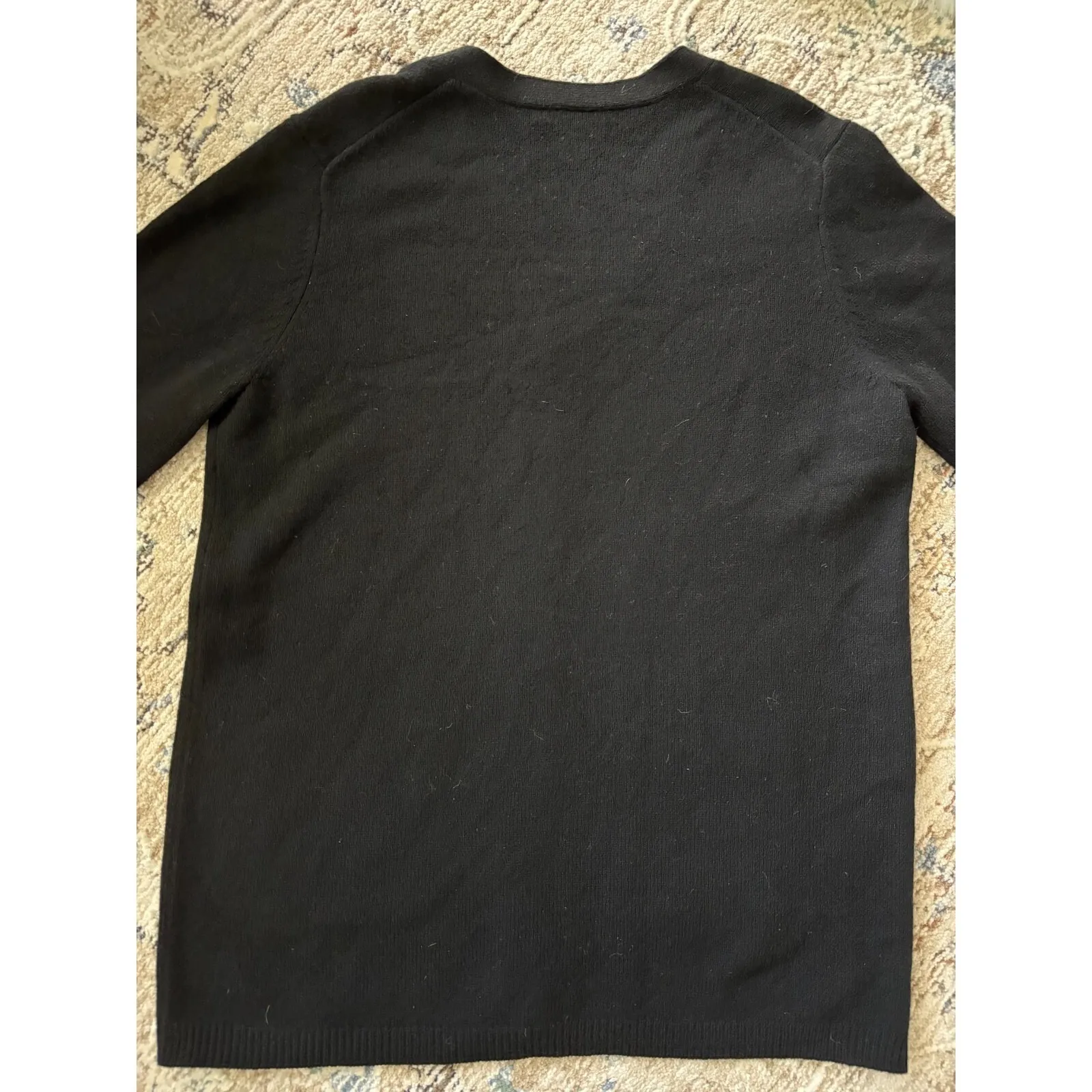 Saks Fifth Avenue Cardigan Womens Large Black Cashmere Wool Preppy Career Casual - Image 4