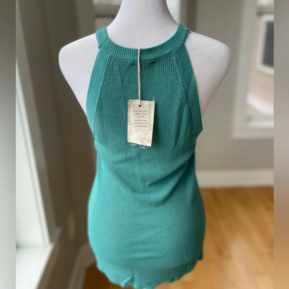 Hem & Thread Teal Blue Green Racerback Knit Sleeveless Knit Tank Top Size M - Image 3