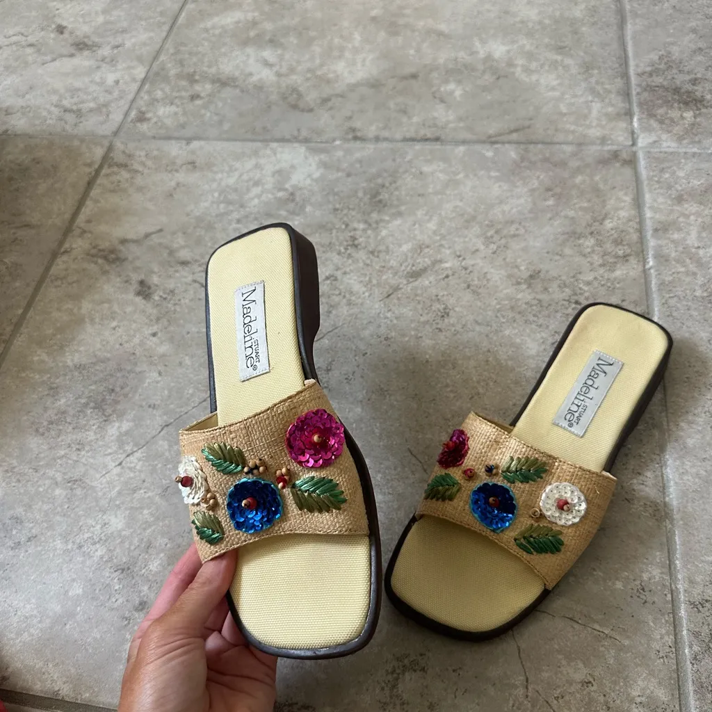 Vintage raffia slide sandals - Image 3