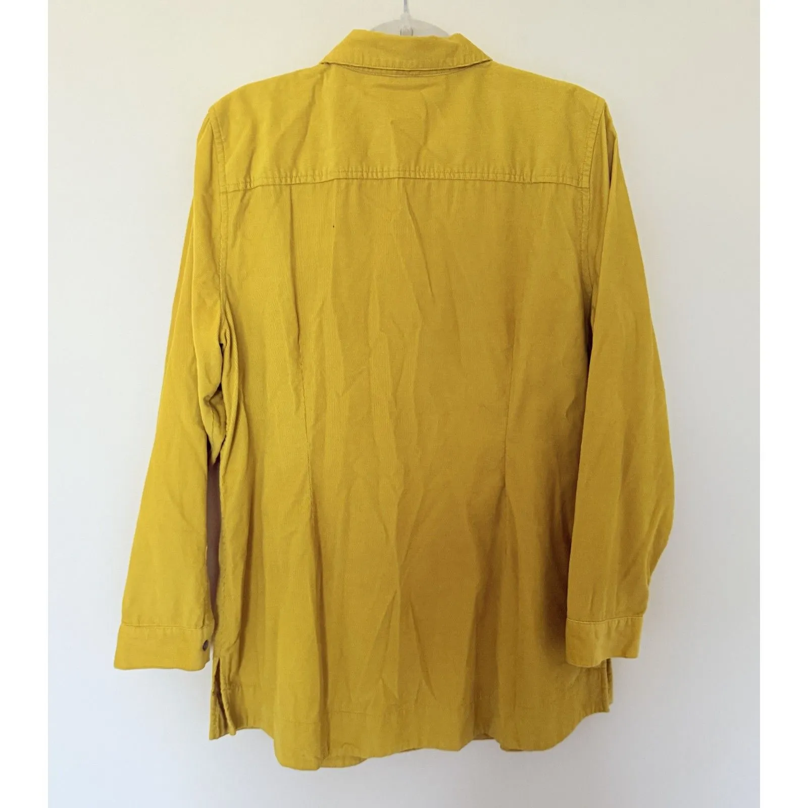 J Jill Mustard Corduroy Ribbed Button Down Fall Lagenlook Tunic Shirt Sz L Yellow Size L - Image 2